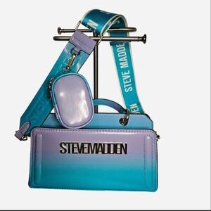 Steve Madden Turquoise to Lilac Ombre Crossbody with Logo Strap